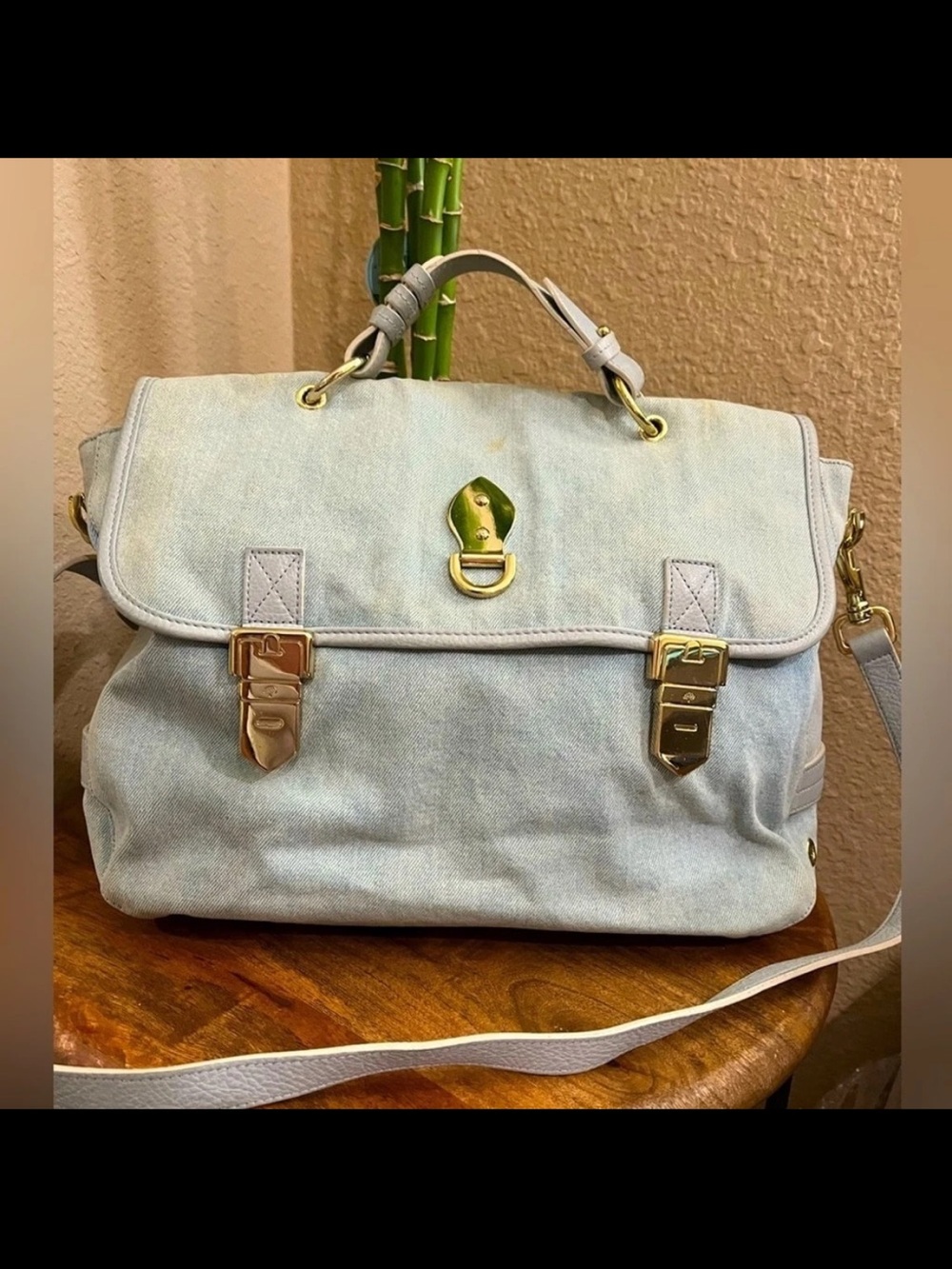 Mulberry Light Blue Satchel with Gold Hardware